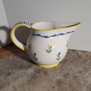 Sigma Beauty Ceramic Pitcher with Yellow and Blue Floral Design